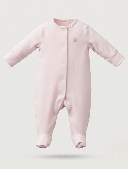 Pink floral button sleepsuit