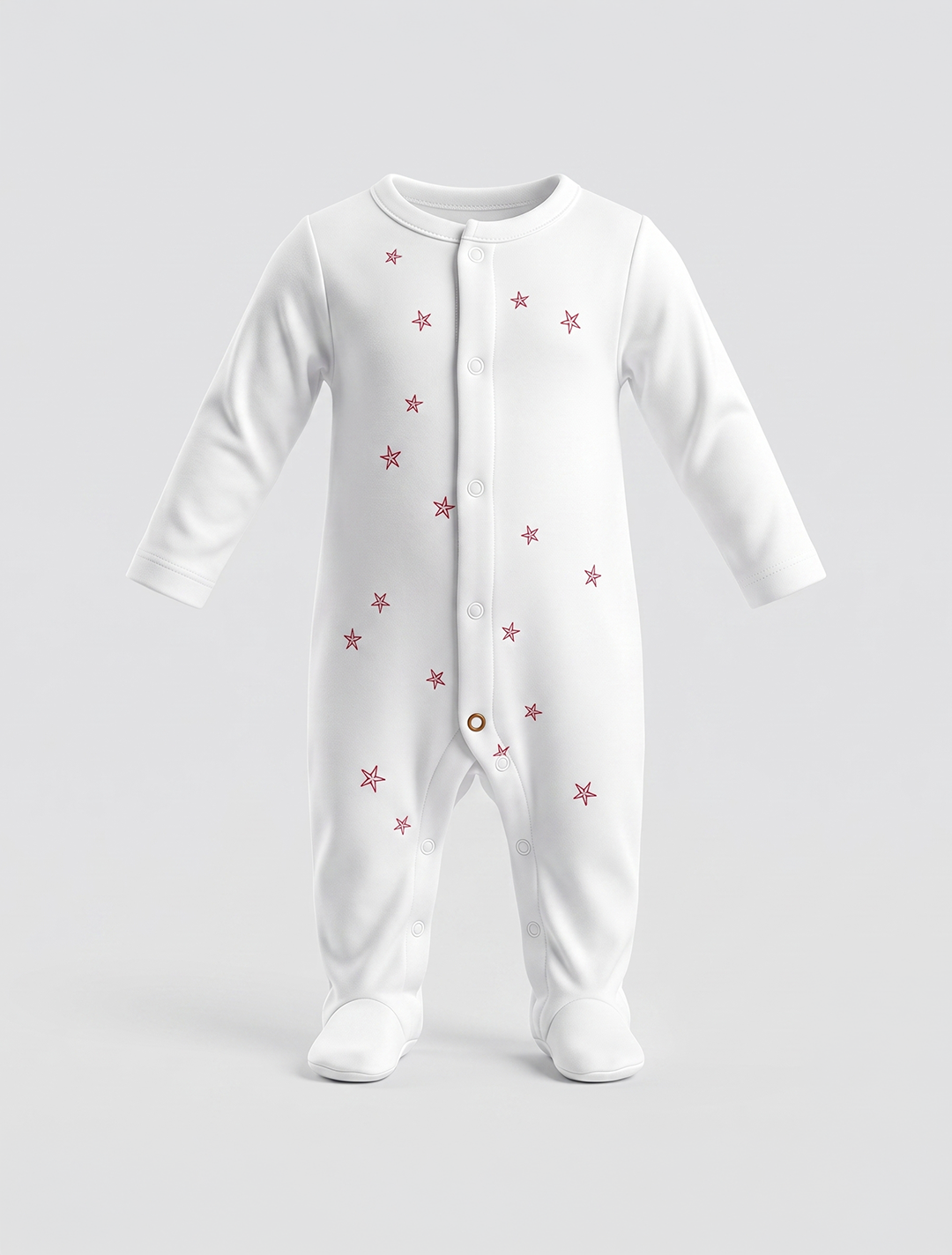 Pink star button sleepsuit