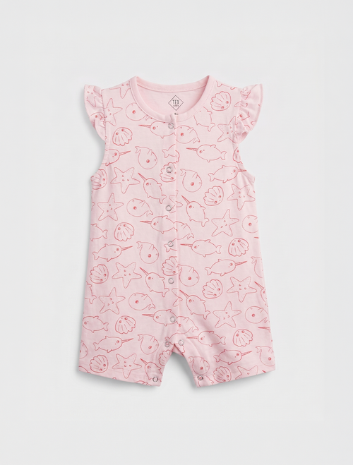 Pink printed button jumpsuit