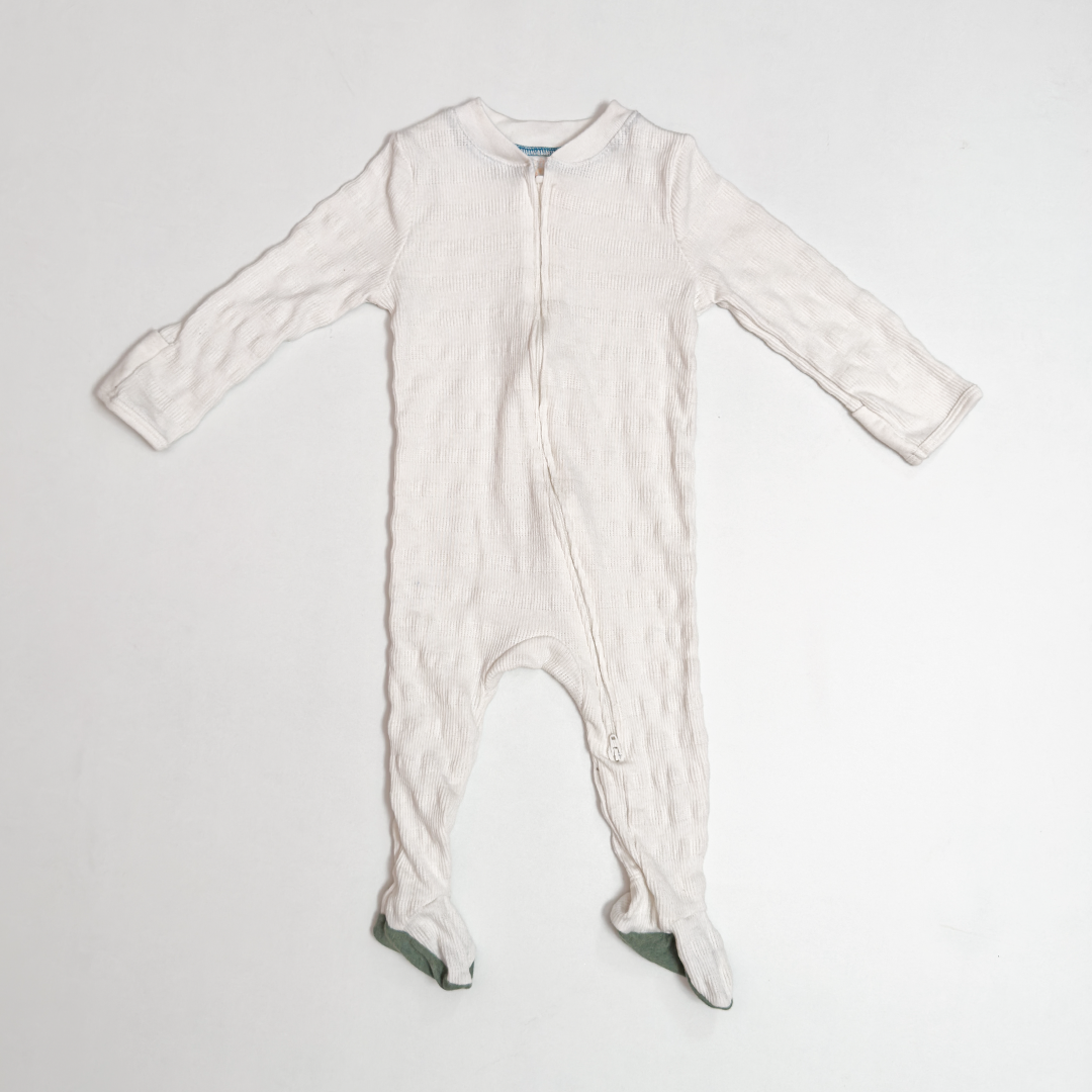 OFF WHITE KNITTED ZIPPER SLEEPSUITS