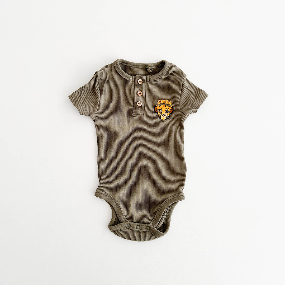 ARMY GREEN RIBBED SIMBA ONESIE