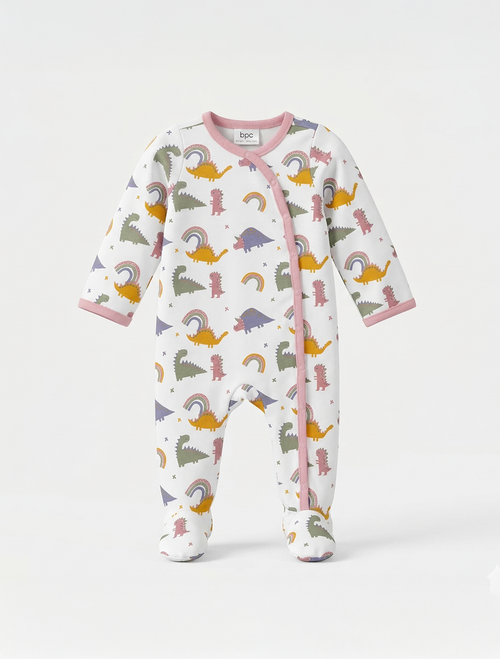 DINO PRINTED PATTERNED SLEEPSUIT