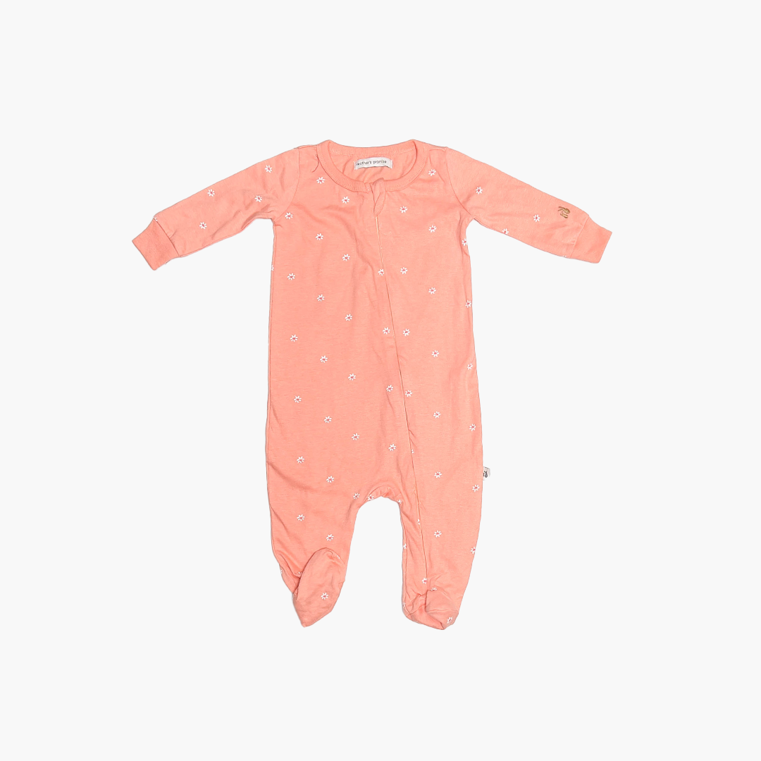 PEACHY ORANGE FLORAL PATTERNED SLEEPSUIT