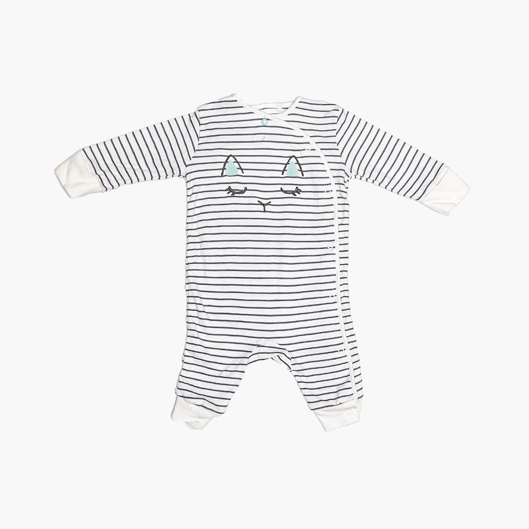 BLUE AND WHITE STRIPED ROMPER