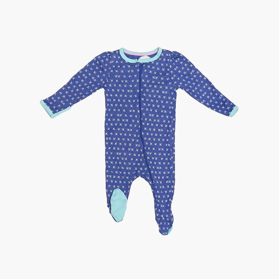 BLUE FLORAL ONE WAY ZIPPER SLEEPSUIT