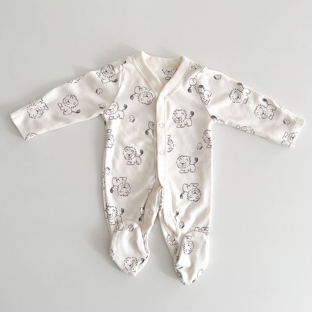 White Lion printed sleepsuit