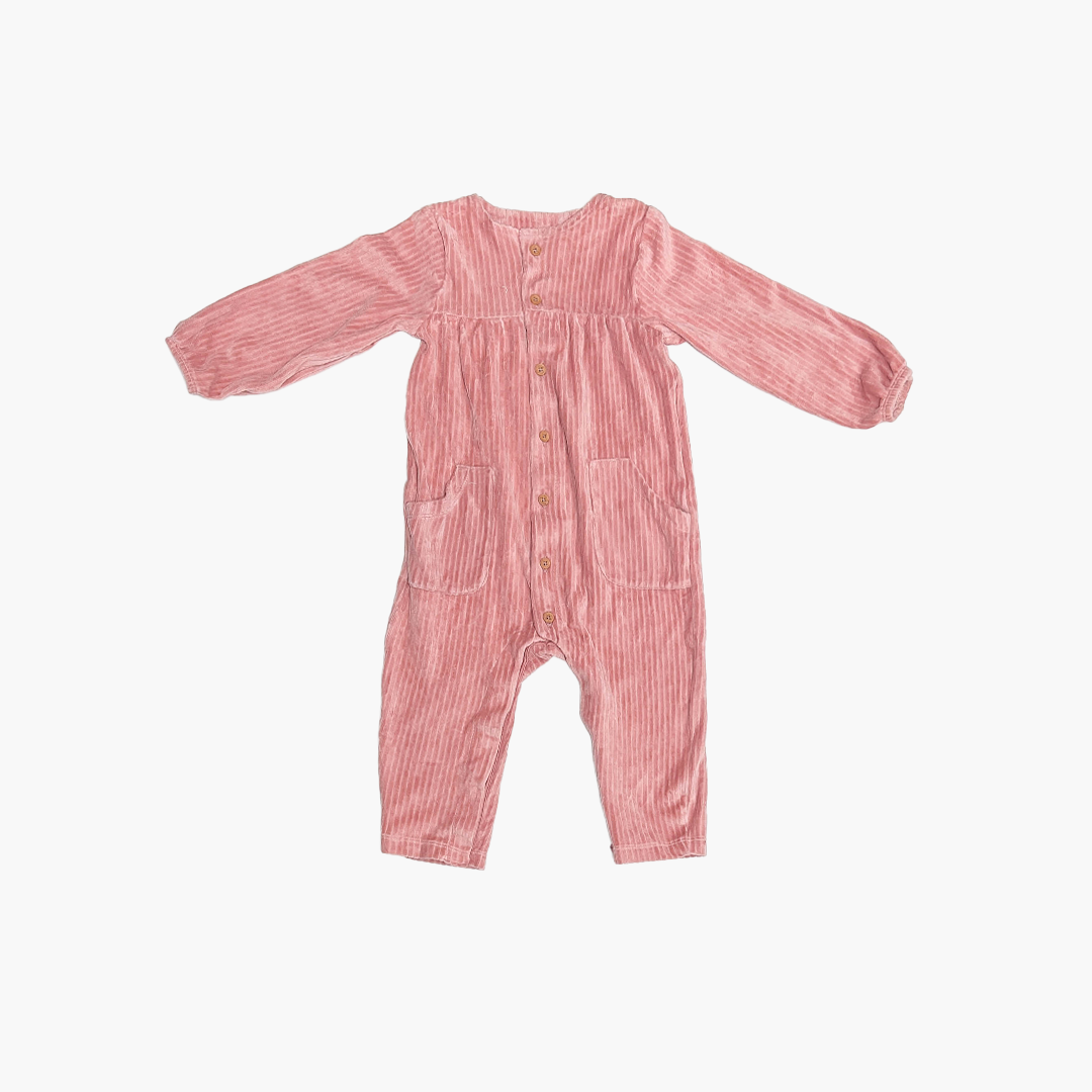 BLUSH PINK VELVET ROMPER
