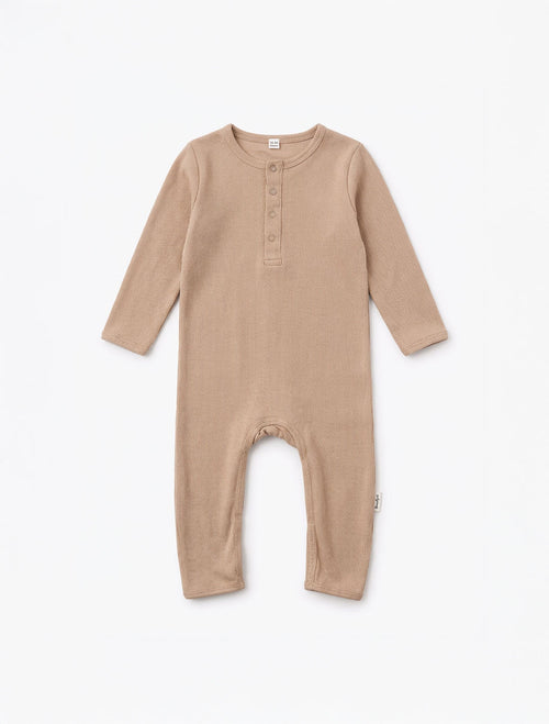BROWN RIBBED ROMPER