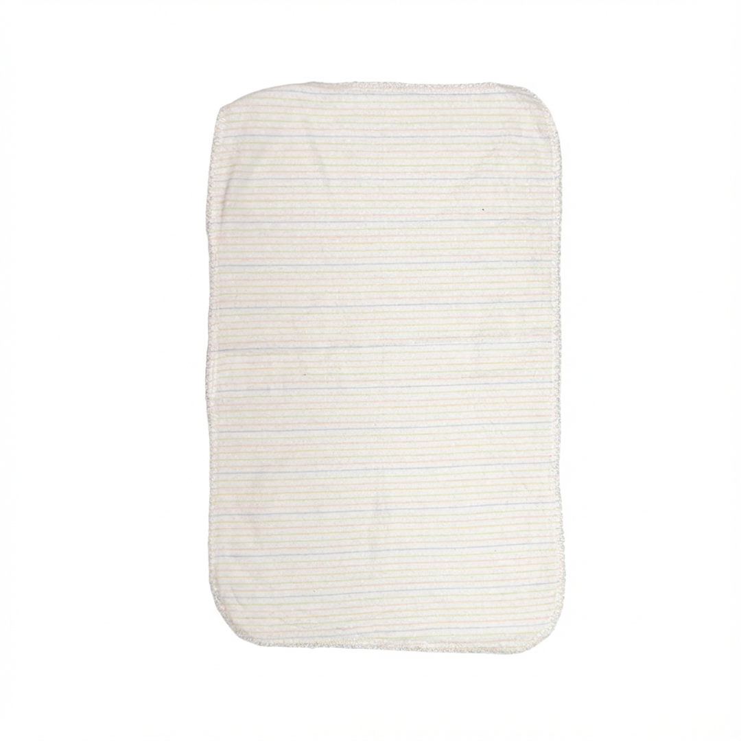 OFF WHITE VELVET STRIPED SCALLOP HAND TOWEL