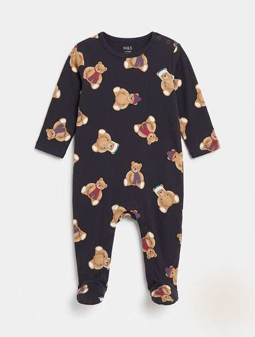 Black bear printed sleepsuits