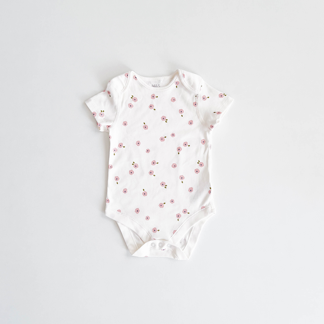 GIRLS PINK FLORAL ONESIE