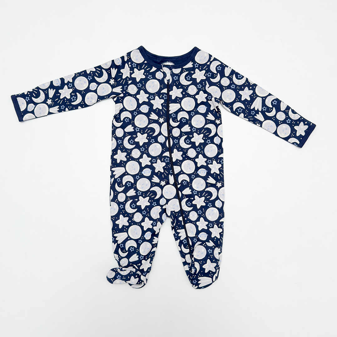 NAVY BLUE SPACE PRINTED SLEEPSUIT