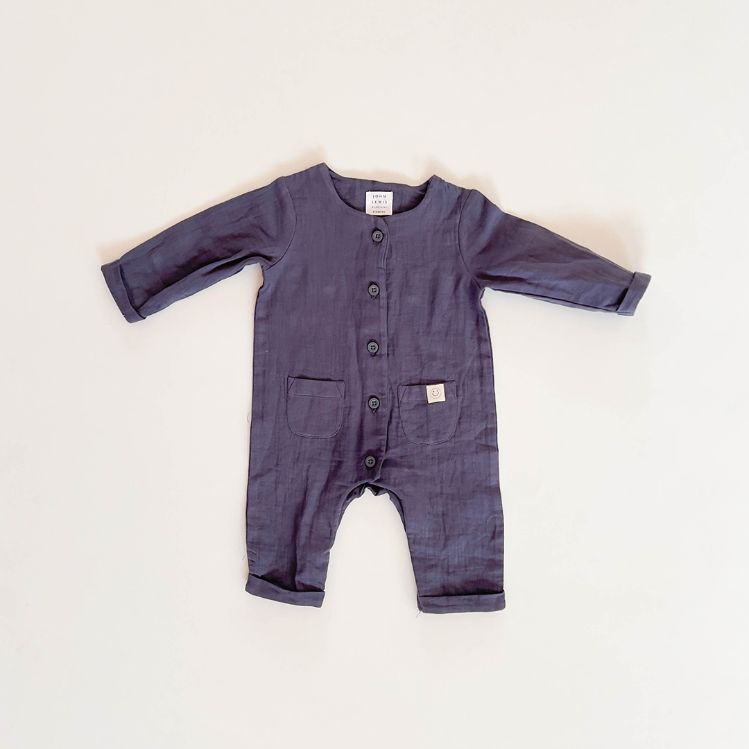 BLUE GREY MUSLIN ROMPER