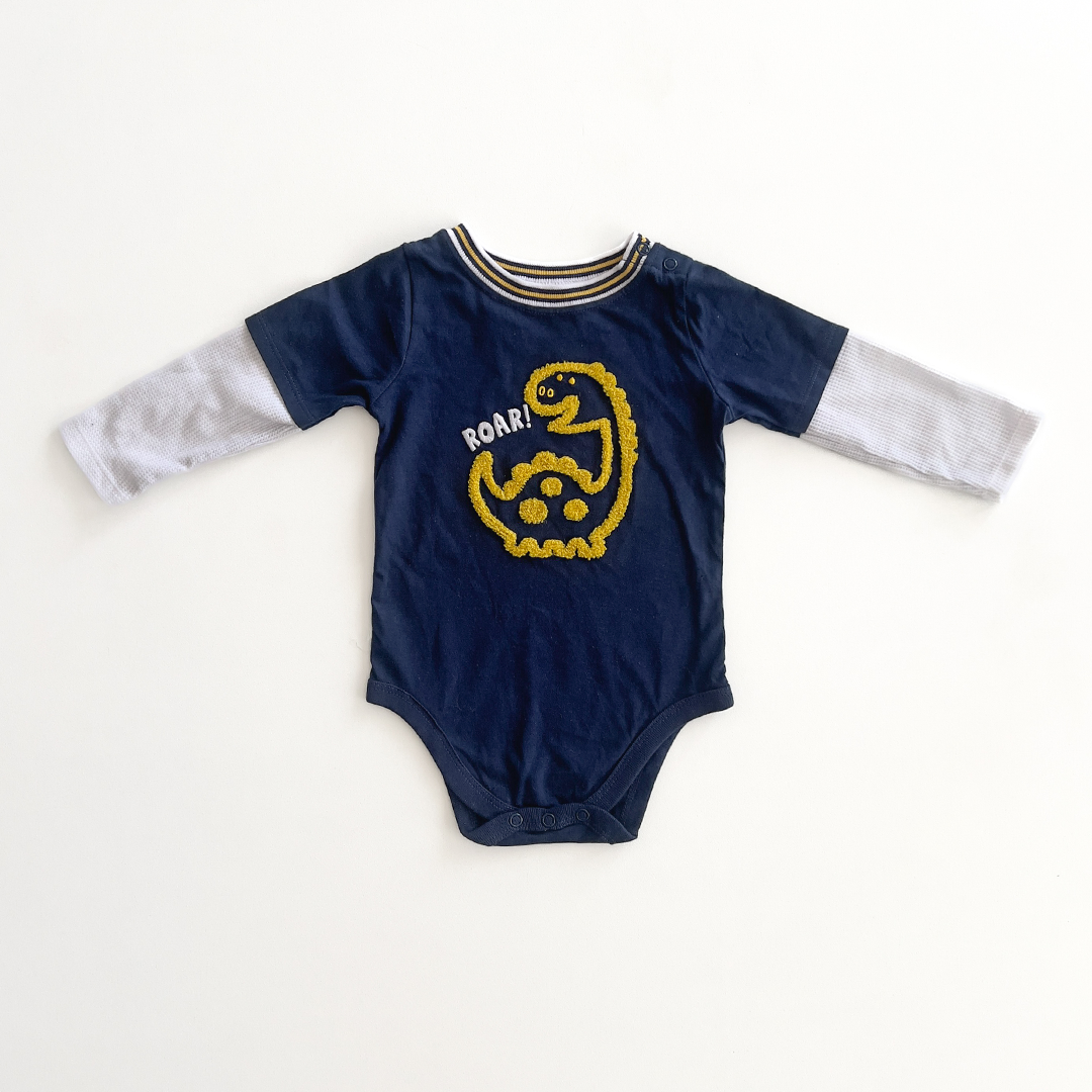 GARANIMALS BLUE DINO PATTERNED ONESIE