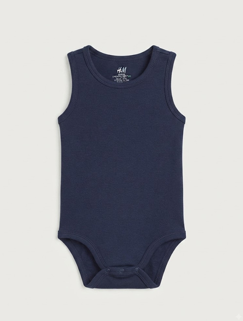 Navy blue sleeveless onesie