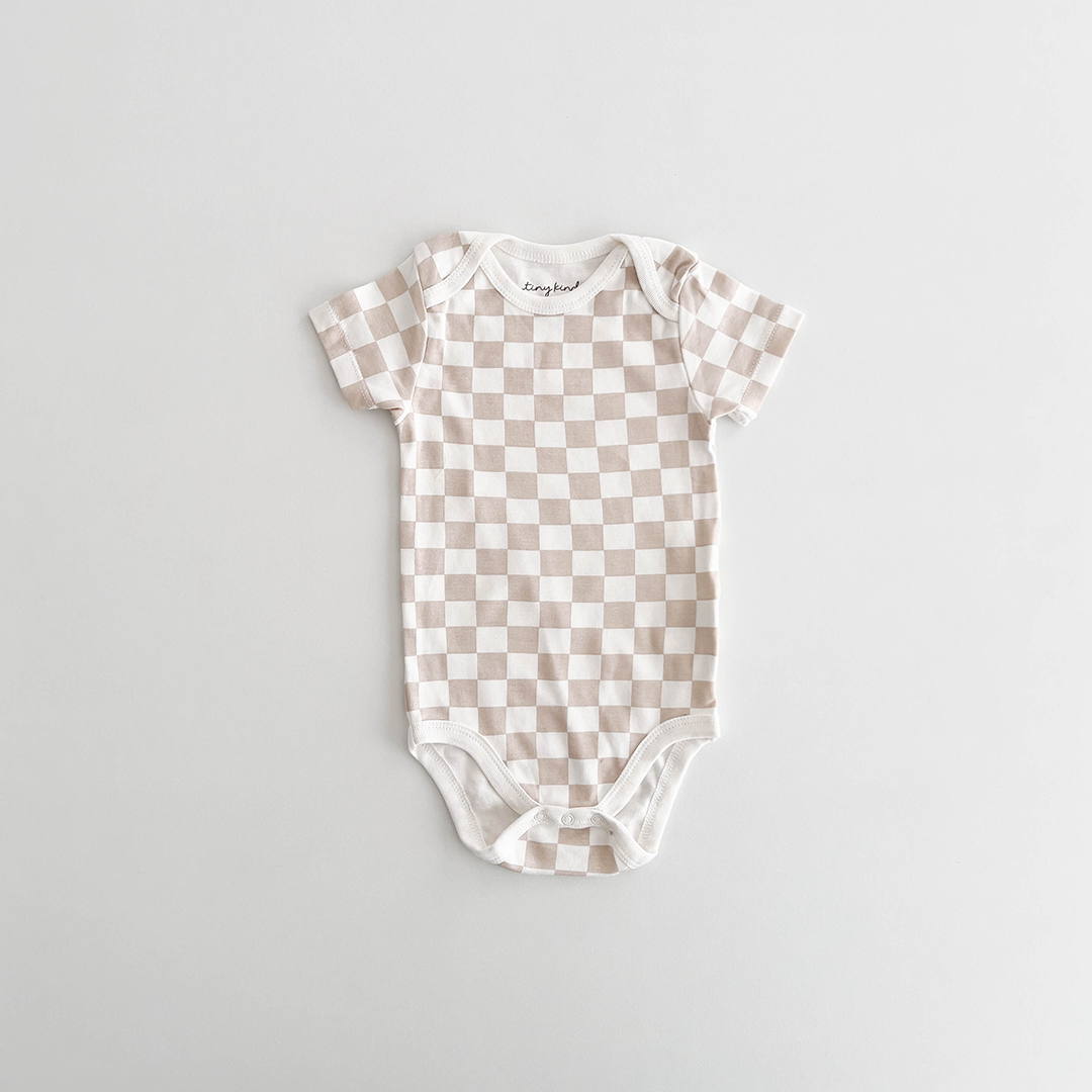SAND AND CREAM CHECKED ONESIE