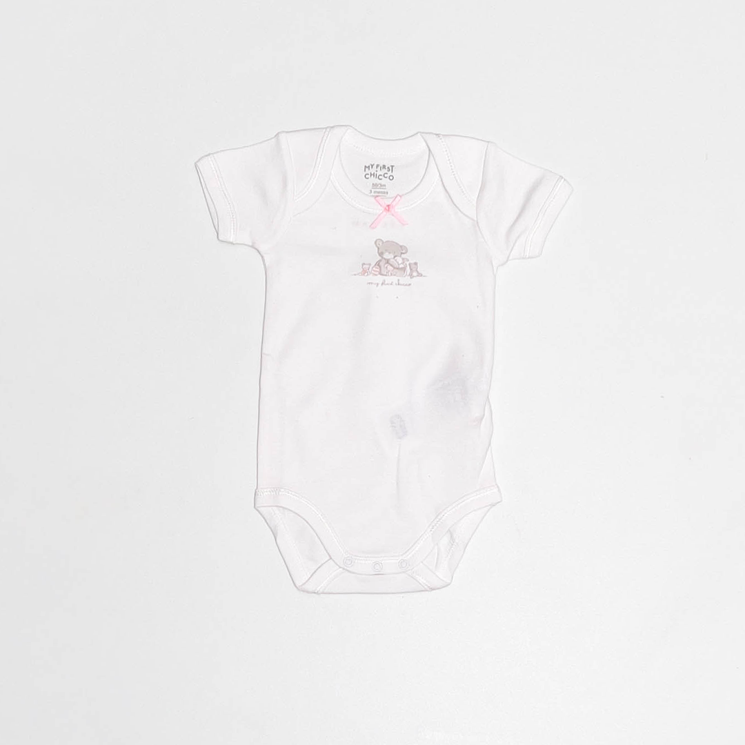 WHITE TEADDY PRINTED ONESIE