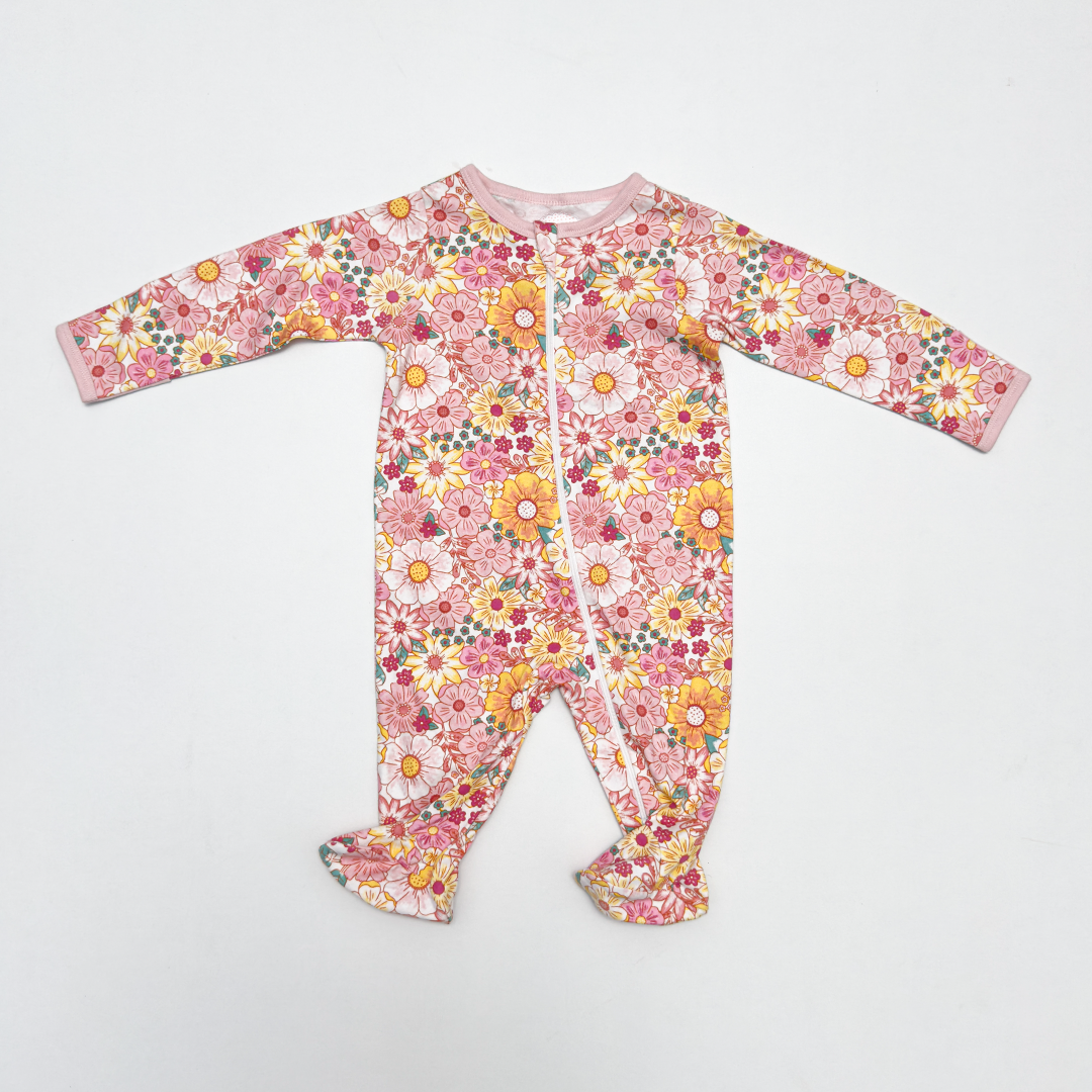 FLORAL PRINTED ZIPPER SLEEPSUIT