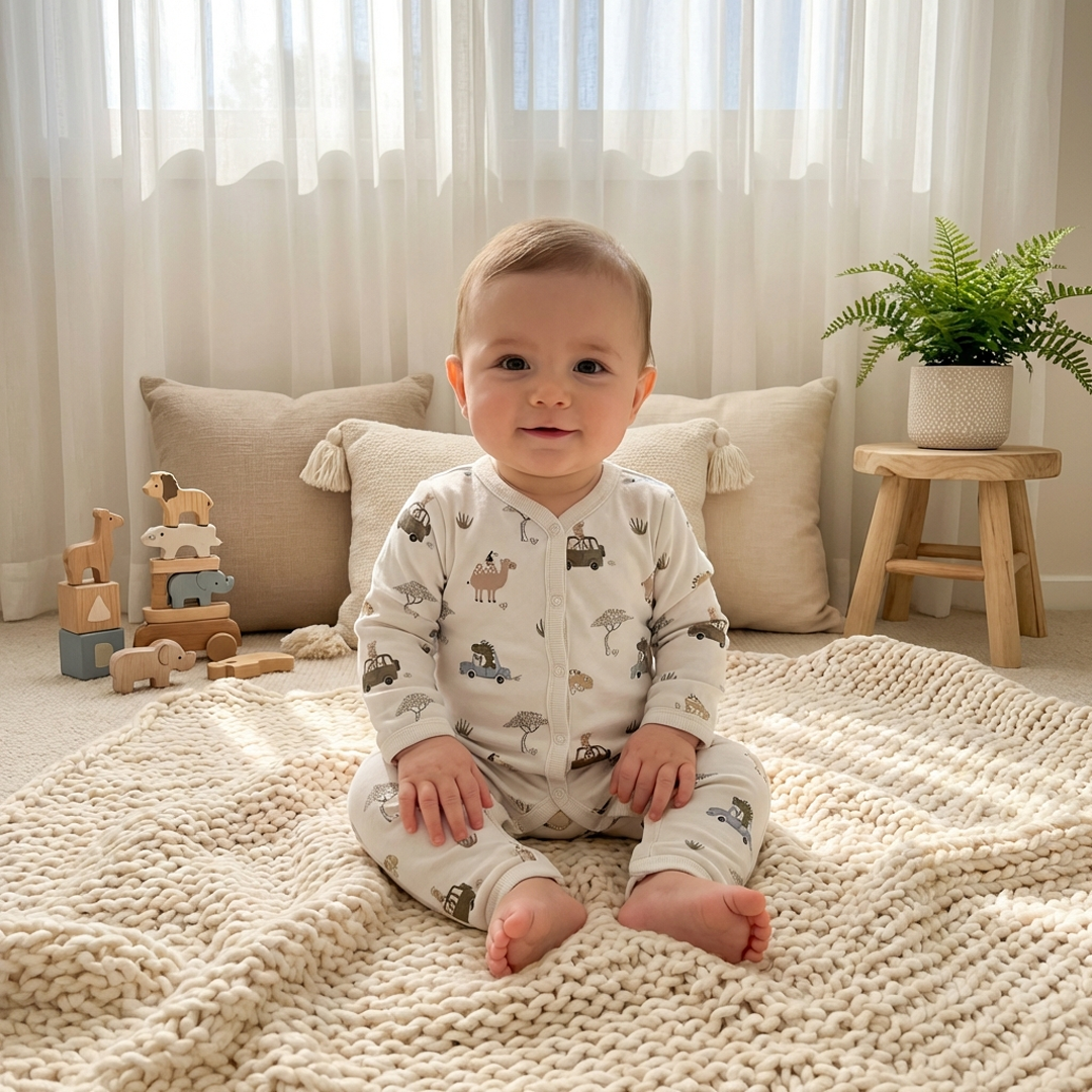 PISTACHIO BUTTON TYPE PRINTED ROMPER