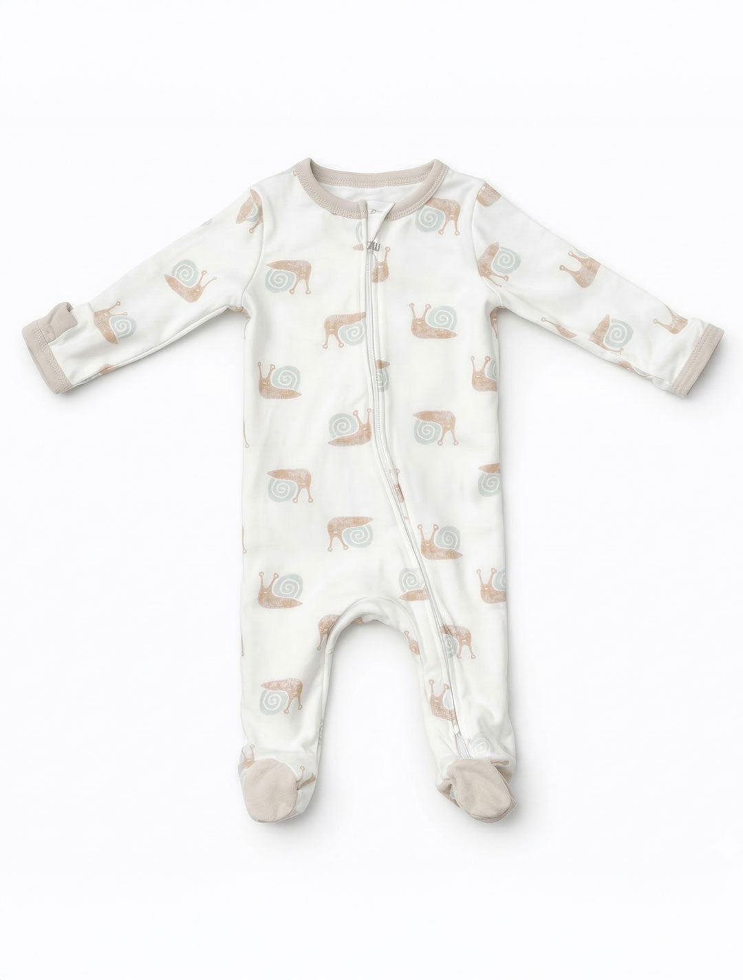 WHITE PRINTED ZIPPER VISCOUS SLEEPSUIT