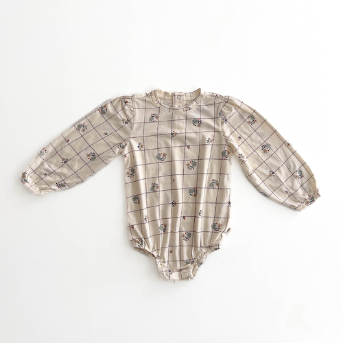 BEIGE FLORAL PRINTED ONESIE