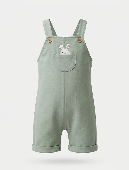 Sage green bunny half dungaree