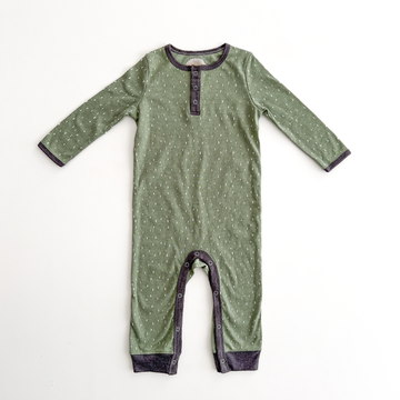 MOSS GREEN PATTERNED ROMPER