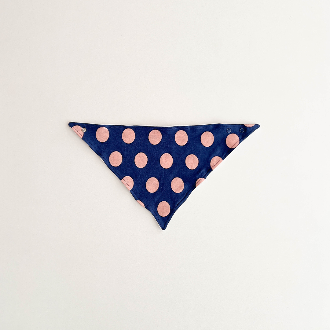 NAVY BLUE POLKA DOTED BANDANA BIBS