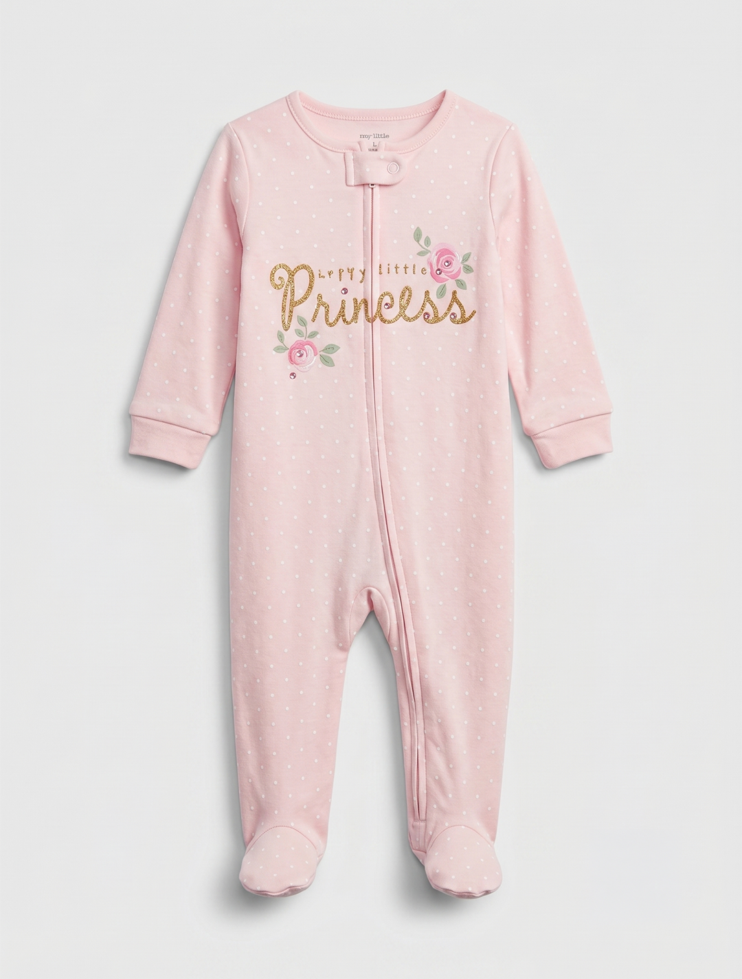 Powder pink zipper sleepsuit