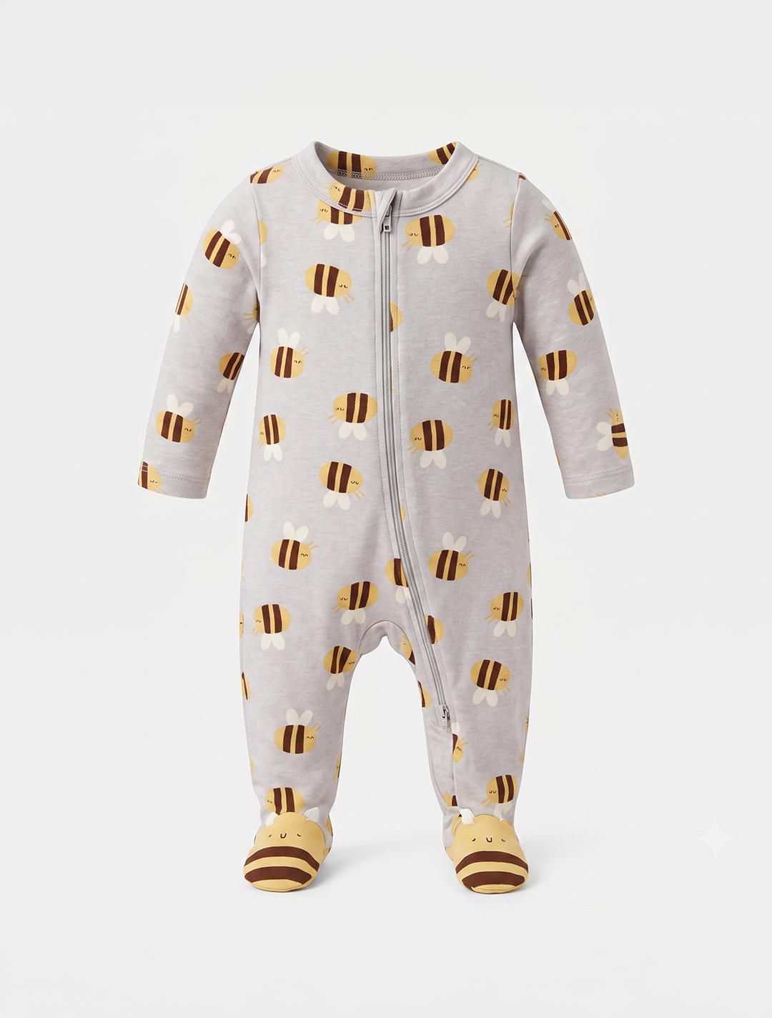 Bee printed zipper sleepsuit