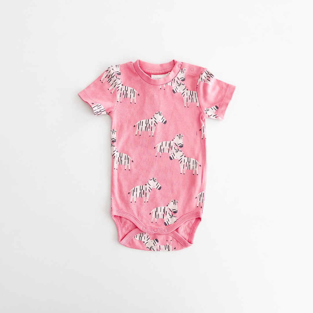PINK ZEBRA PRATTERNED ONESIE
