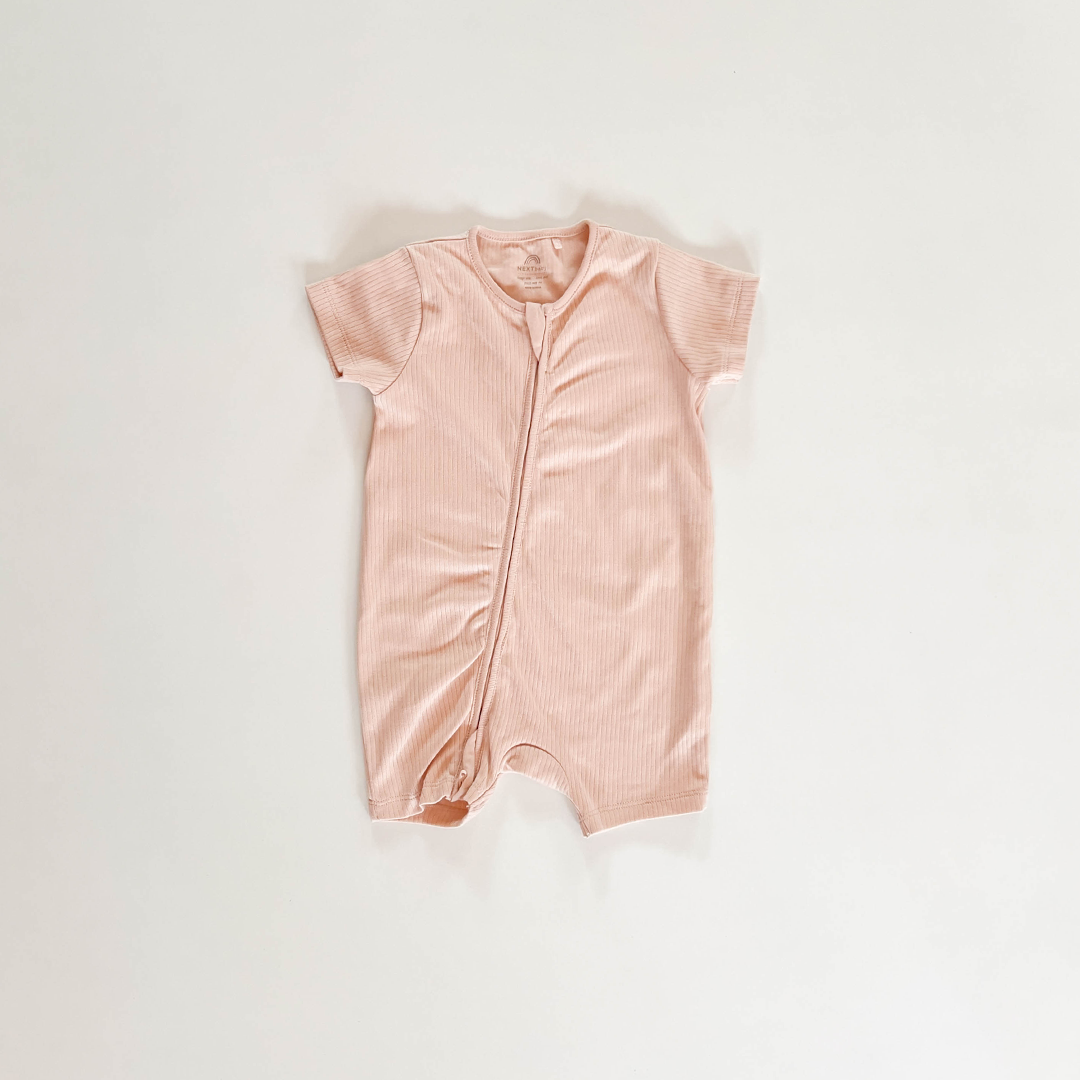 MELON ZIPPER RIBBED JUMPSUIT