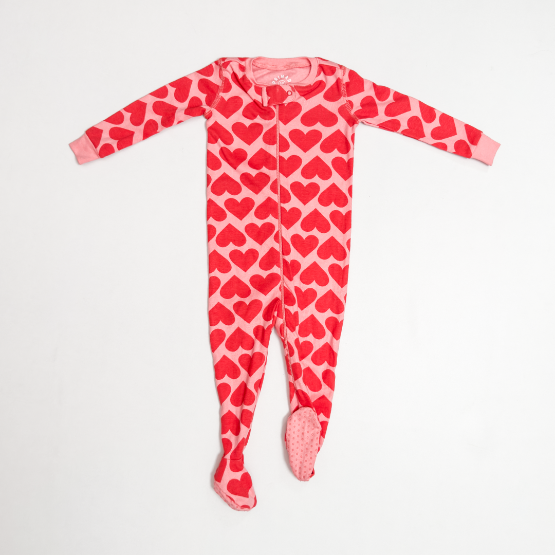RED LOVE ZIPPER SLIM FITTED SLEEPSUIT