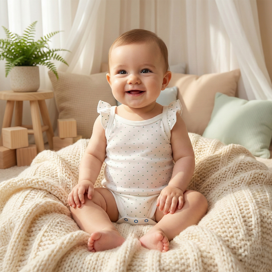 WHITE POLKA DOTTED ONESIE