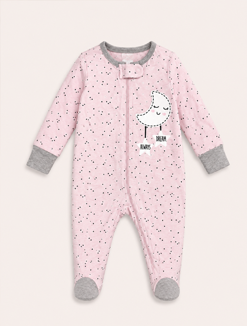 Pink love printed sleepsuit