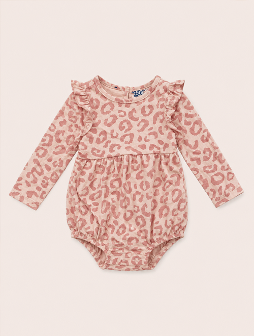 Dusty pink patterned ruffle onesie