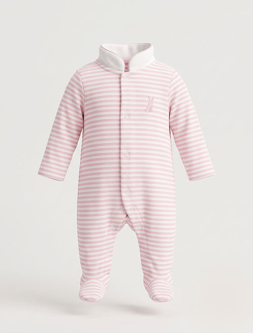 Pink white stripes sleepsuit