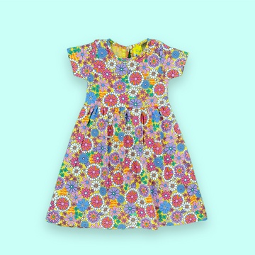 Vibrant Flower pattern girls frok | 3-4 Years |