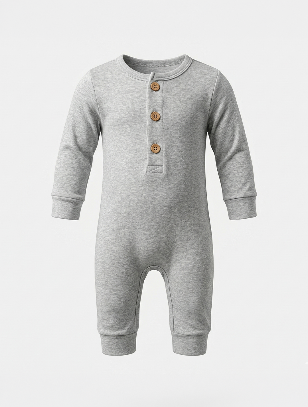 GREY PLAIN BUTTON ROMPER
