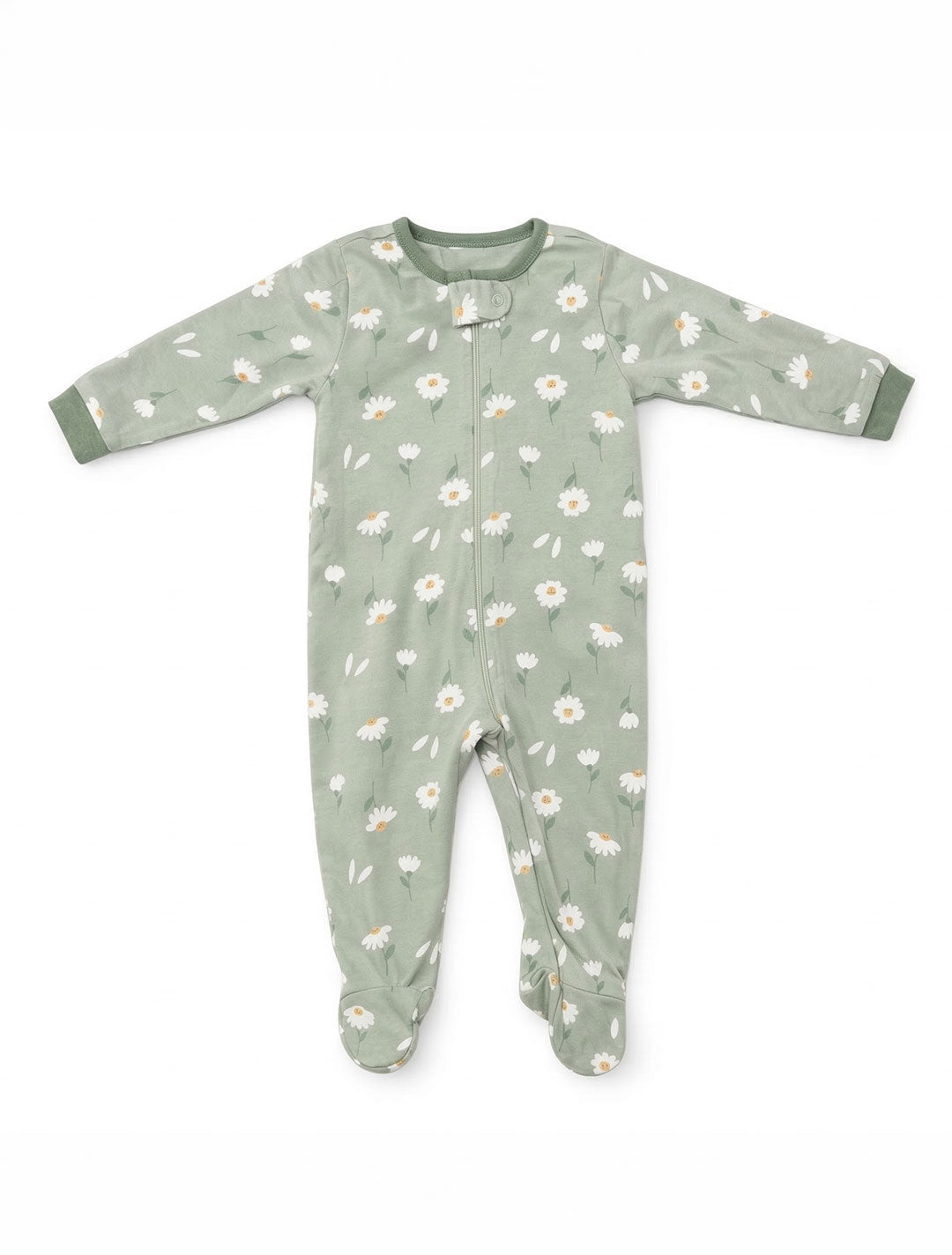 SAGE GREEN FLORAL ZIPPER SLEEPSUIT