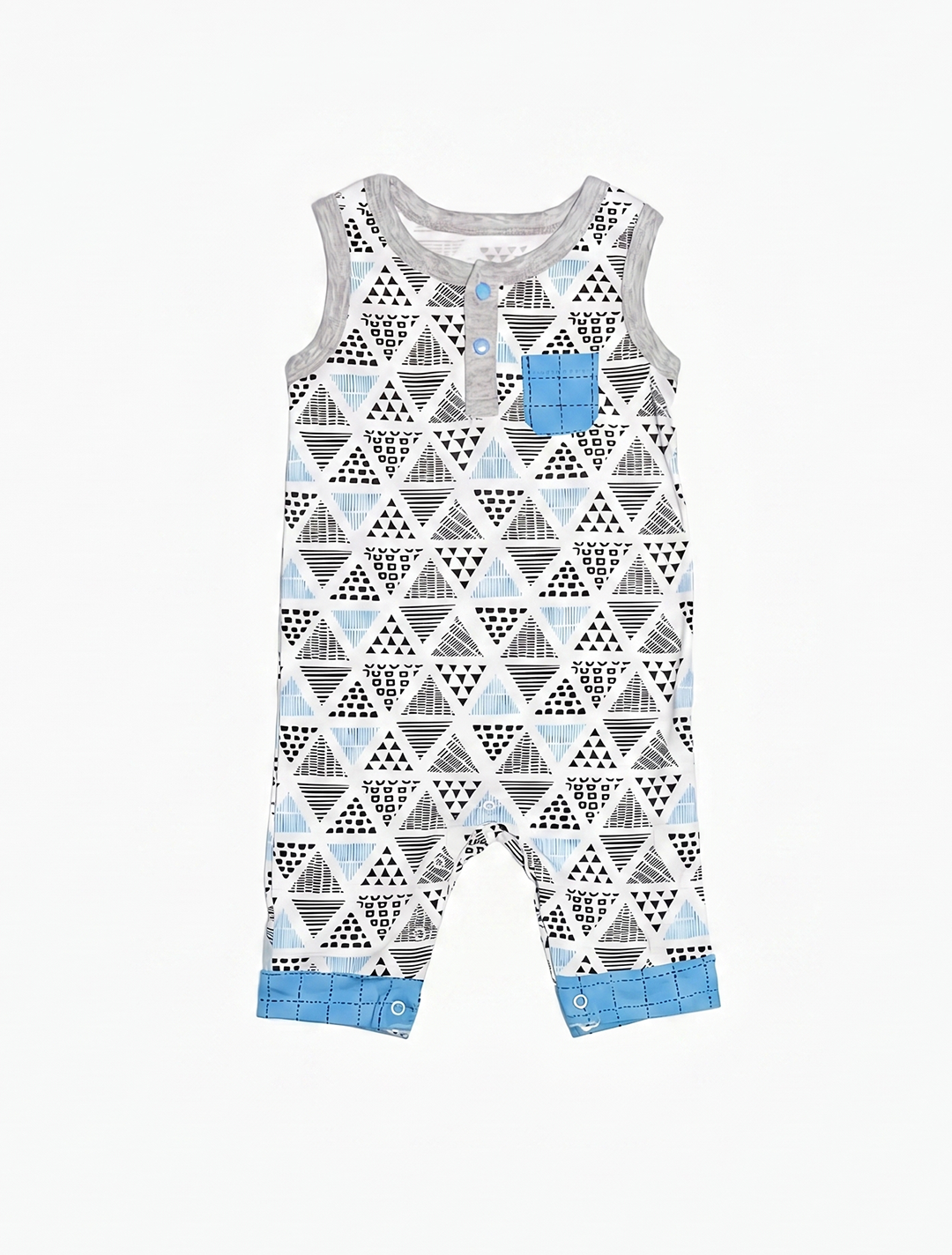 BLACK AND BLUE PATTERNED ROMPER