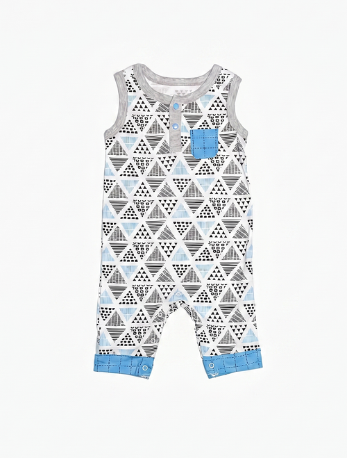 BLACK AND BLUE PATTERNED ROMPER