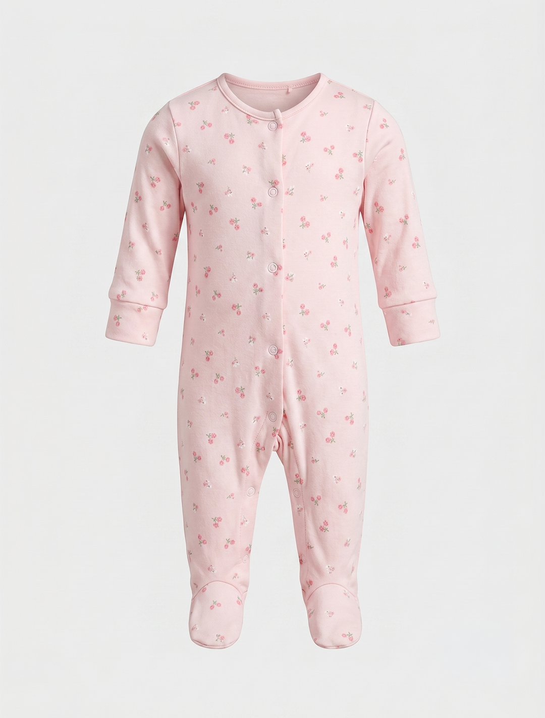 Pink floral printed sleepsuit