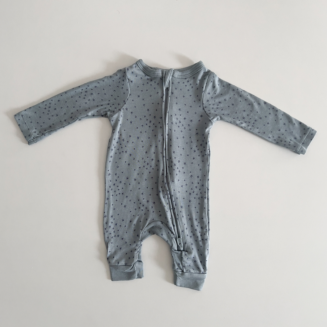 Blue grey star viscous printed romper