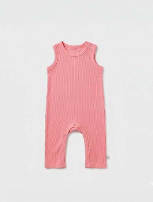 PINK PEACH RIBBED ROMPER