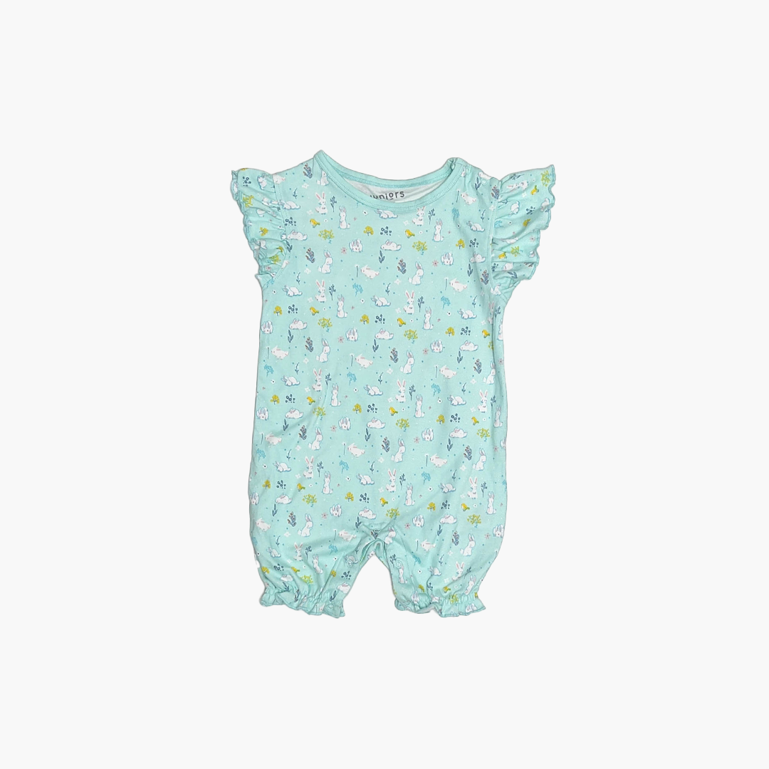LIGHT AQUA BUNNY PRINTED JUMPSUIT