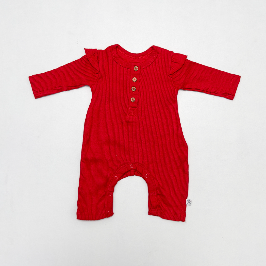 RED RIBBED RUFFLED ROPMER