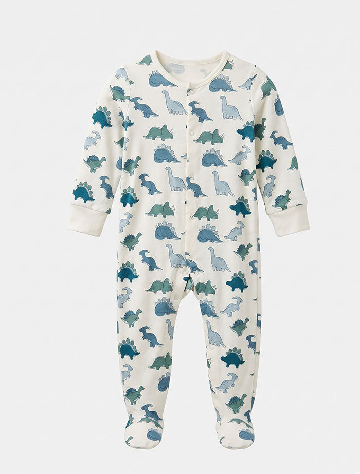 Blue printed button sleep suit