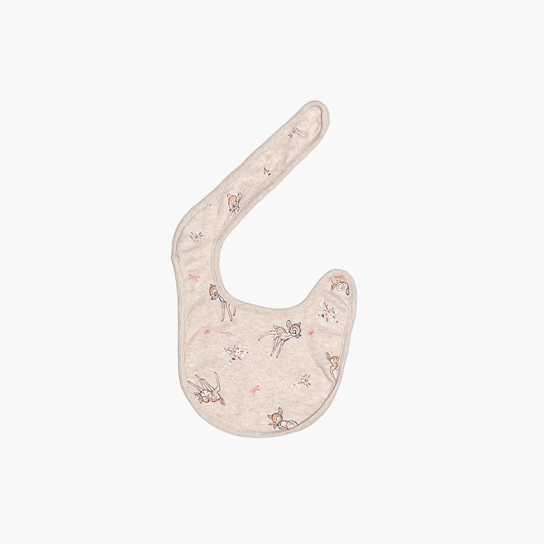 BEIGE BAMBI PATTERNED ROUND BIBS
