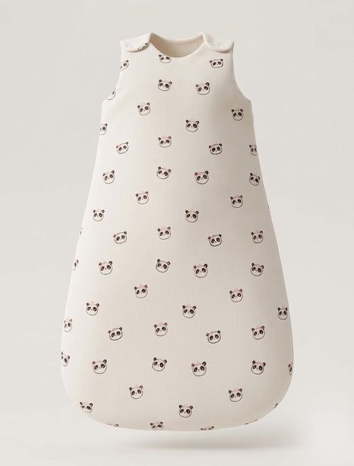 Beige panda printed sleeping bag